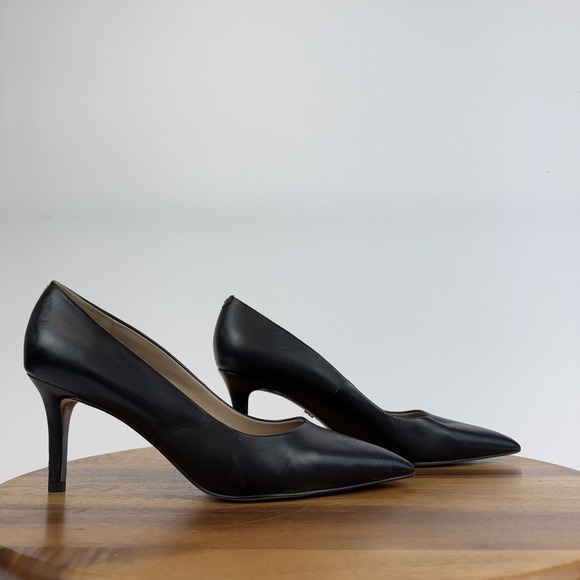 Womens Sam Edelman Vienna Black Leather Comfort Kitten Heels Pumps Size 10 M - Picture 1 of 9